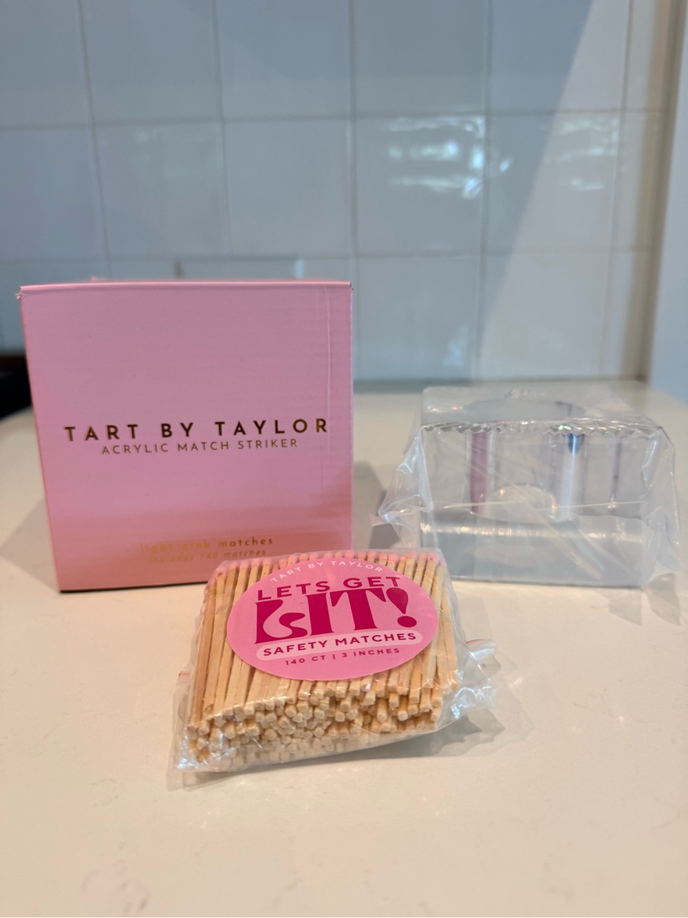 Tart by Taylor Acrylic Match Striker with Pink Safety Matches